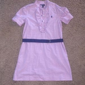 girls polo gingham belted dress